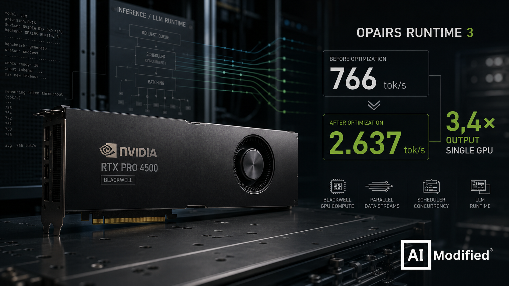 OPAIRS Runtime 3 auf NVIDIA RTX PRO 4500 Blackwell mit GPT-OSS-20B und bis zu 2.637 Token pro Sekunde