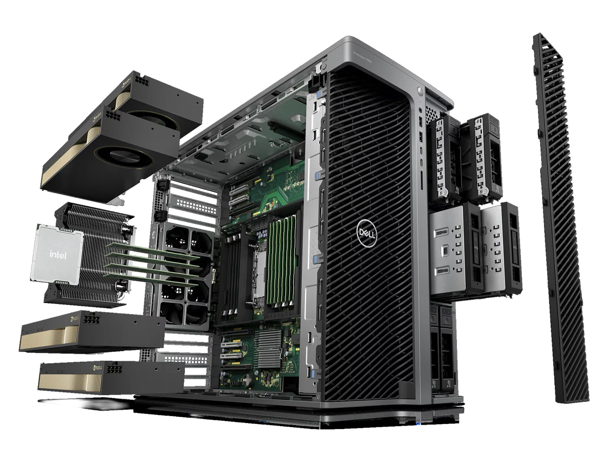 Dell Workstation Tower in geöffneter Ansicht
